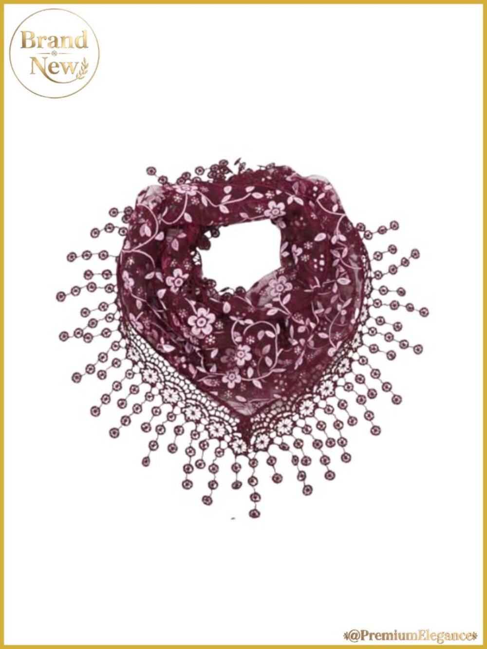 Women's Triangle Scarf with Fringes Sheer Lightweight Polyester Neck Scarf